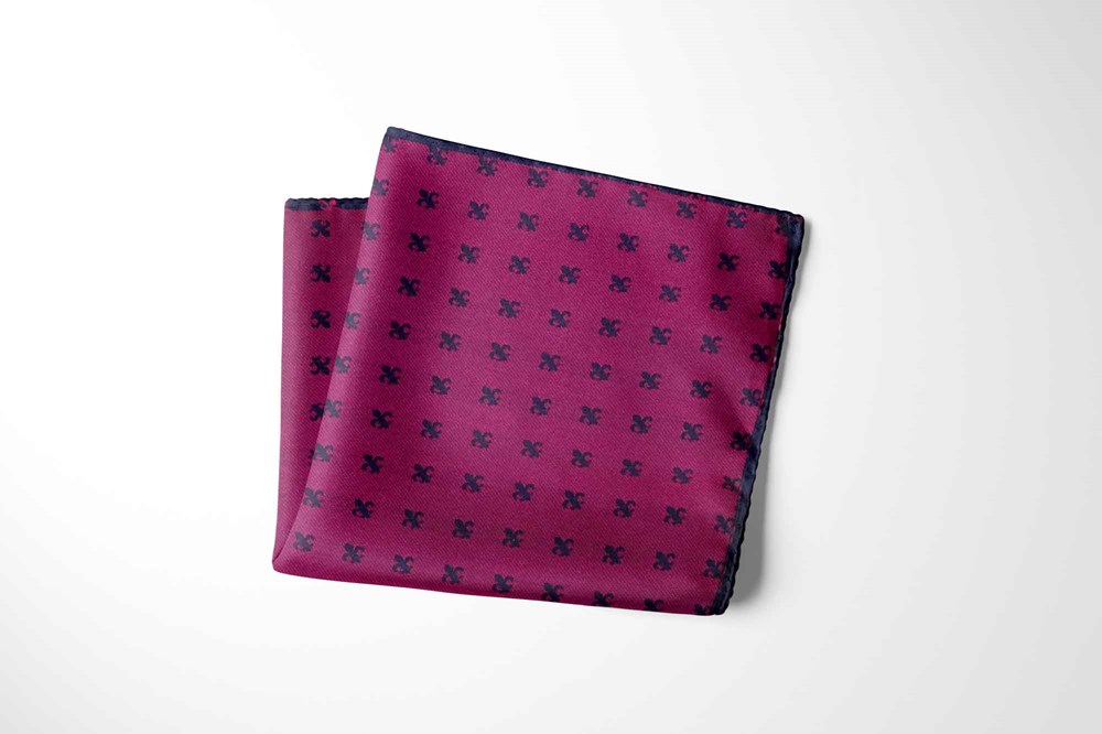 Pochet van 100% zijde voor heren - Elegant zakdoekje voor pak of colbert - Pochetten - 25 x 25 cm - blauw robijn