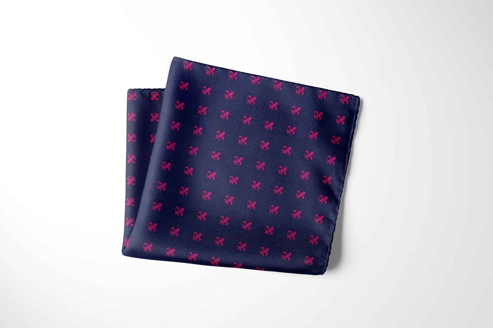 Pochet van 100% zijde voor heren - Elegant zakdoekje voor pak of colbert - Pochetten - 25 x 25 cm - blauw robijn